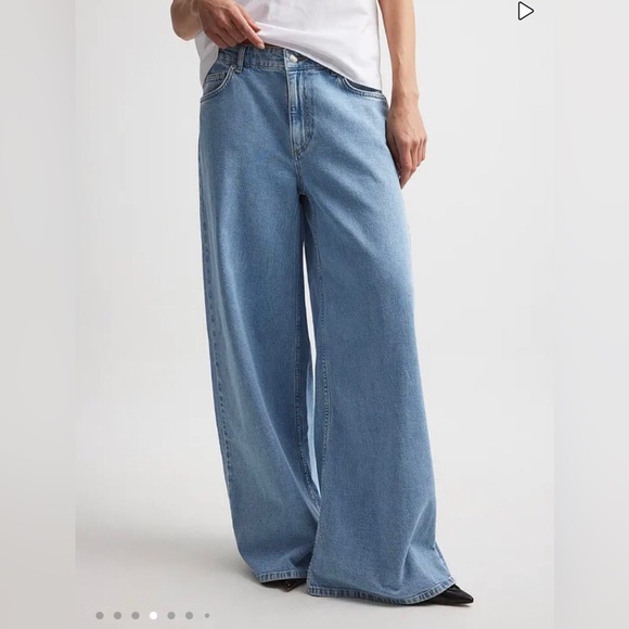 NA-KD Cotton Wide Low Waist Light Blue Jeans size US- 10(L), EU-40 - Picture 4 of 10